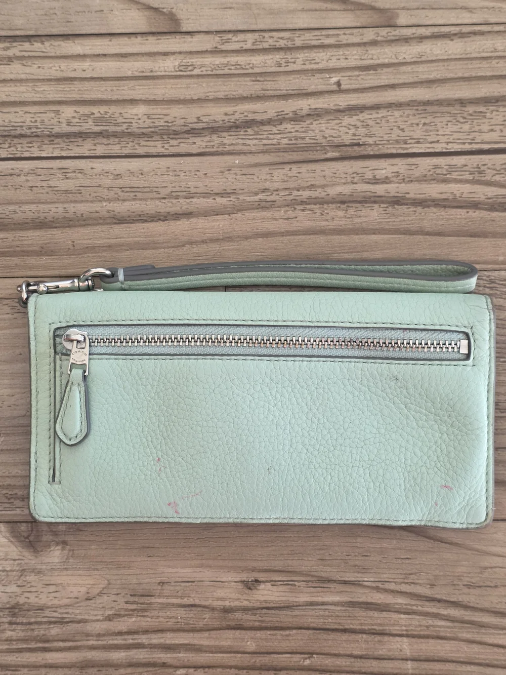 Coach Mint Leather Wristlet Wallet
